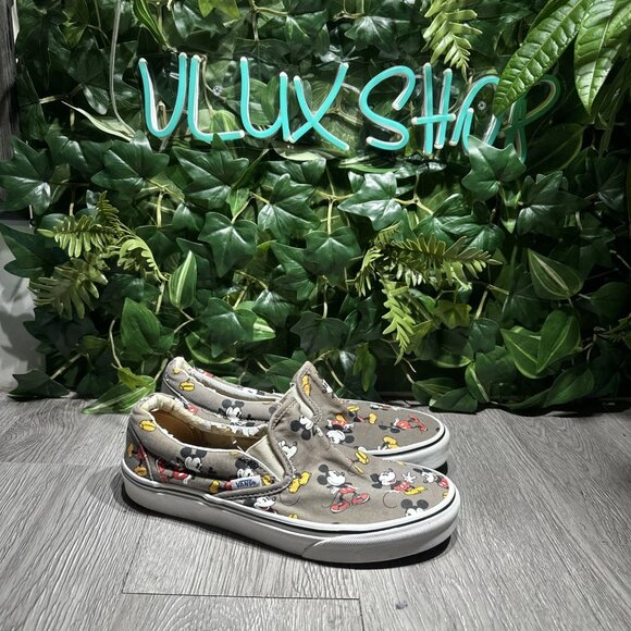 Vans Shoes - Vans Slip On X Disney Mickey Mouse Size M 7 /W 8.5 Slip On Gray Shoes Sneakers